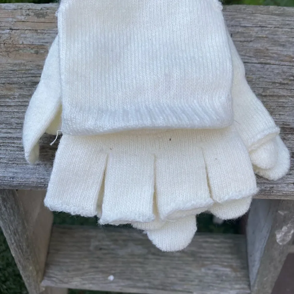 St John's Bay White Pop Over Glove Two Pack and Fuzzy Scarf. NWT.